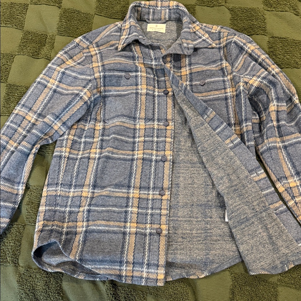 Men's Classic Blue Plaid Shirt Jacket